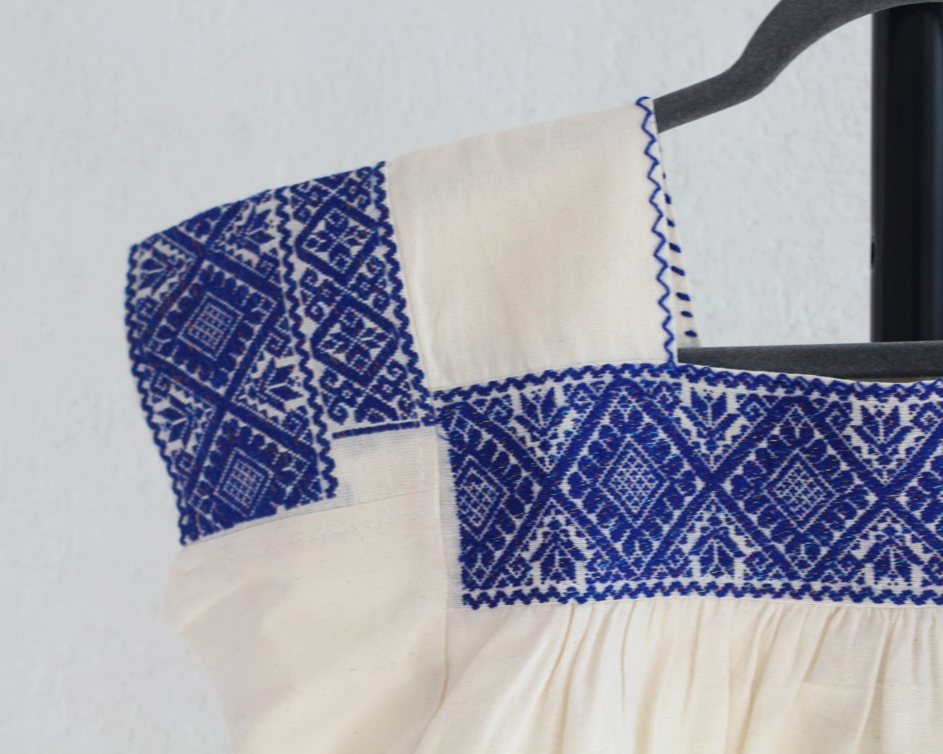 Blusa Tradicional Bordada Flores Azules M L