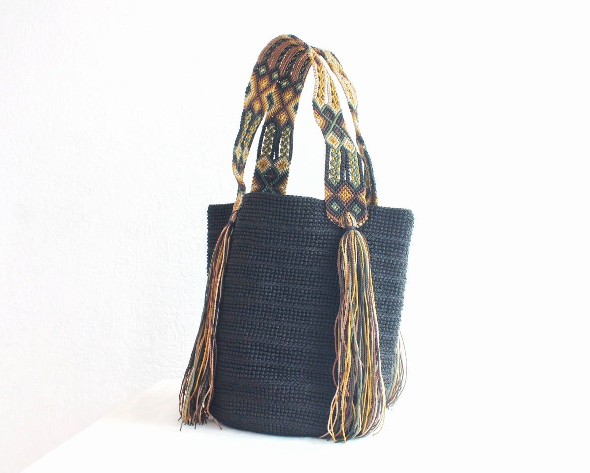 Bolso de mano Negro Verde Café