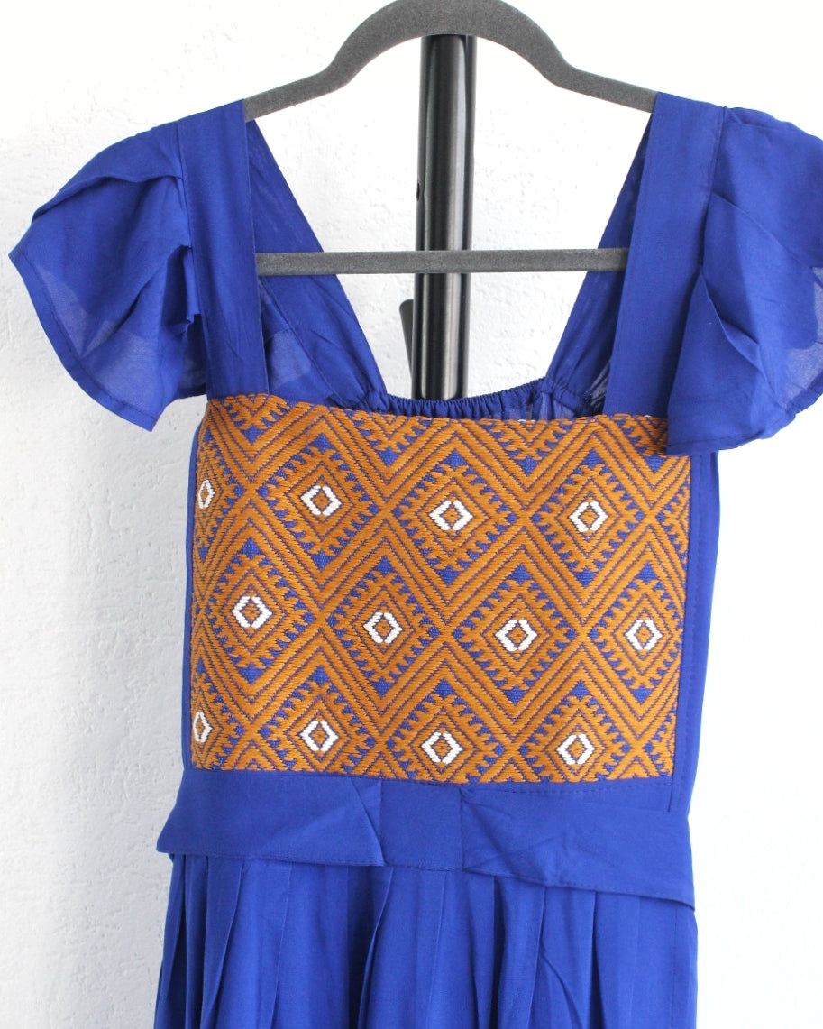 Vestido Abierto Telar Azul Rey Amarillo