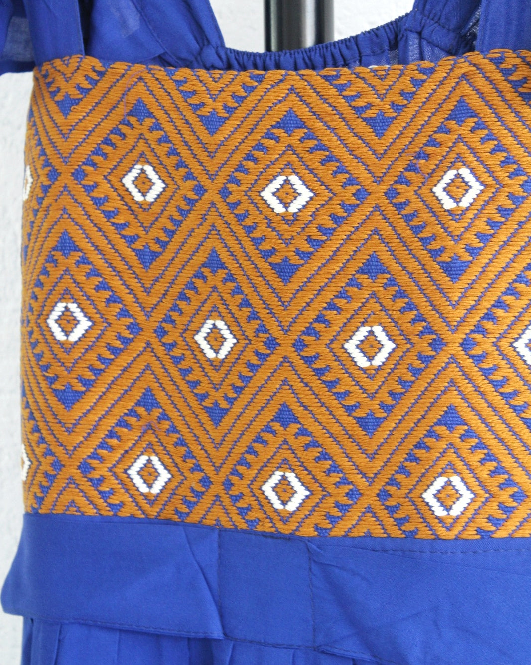 Vestido Abierto Telar Azul Rey Amarillo
