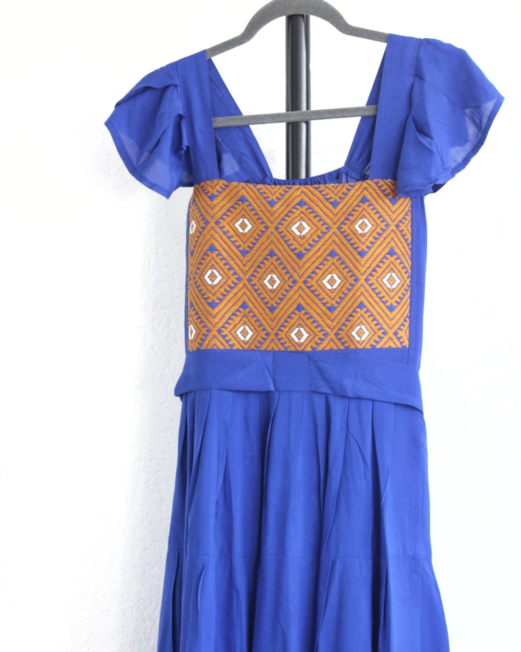 Vestido Abierto Telar Azul Rey Amarillo