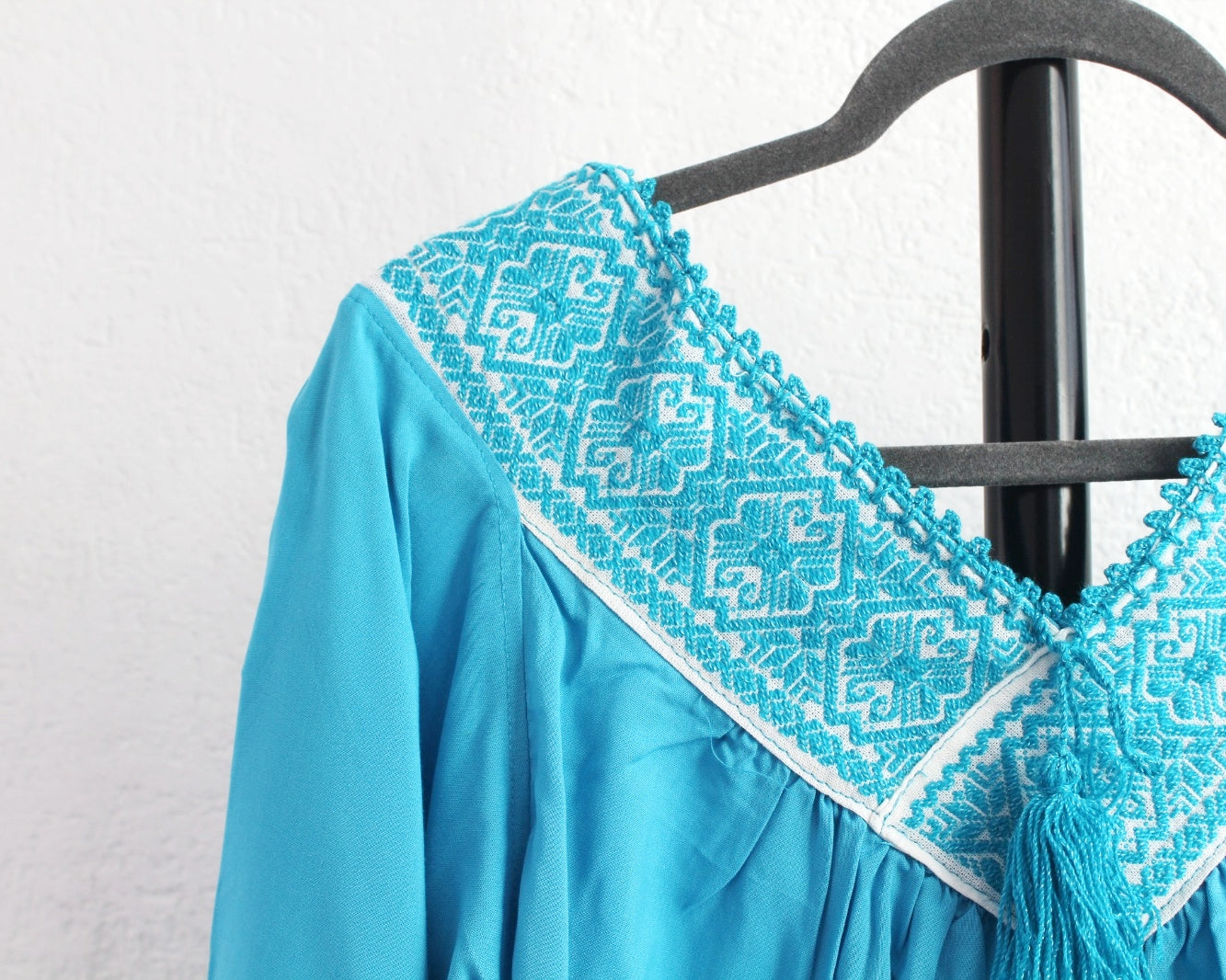 Blusa Cuello V Azul Celeste Mariposas