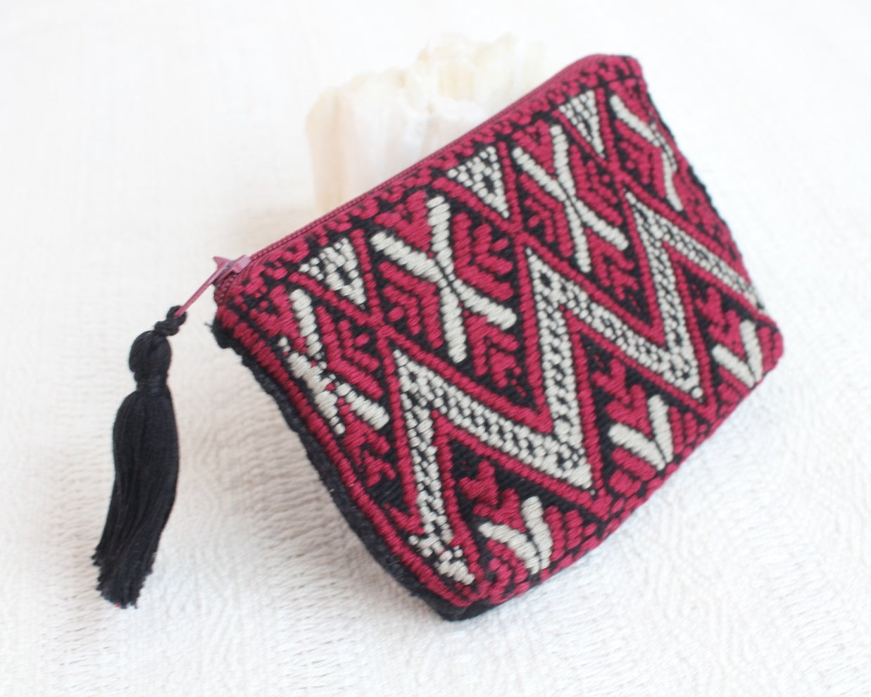 Monedero Flores Rojo Crema