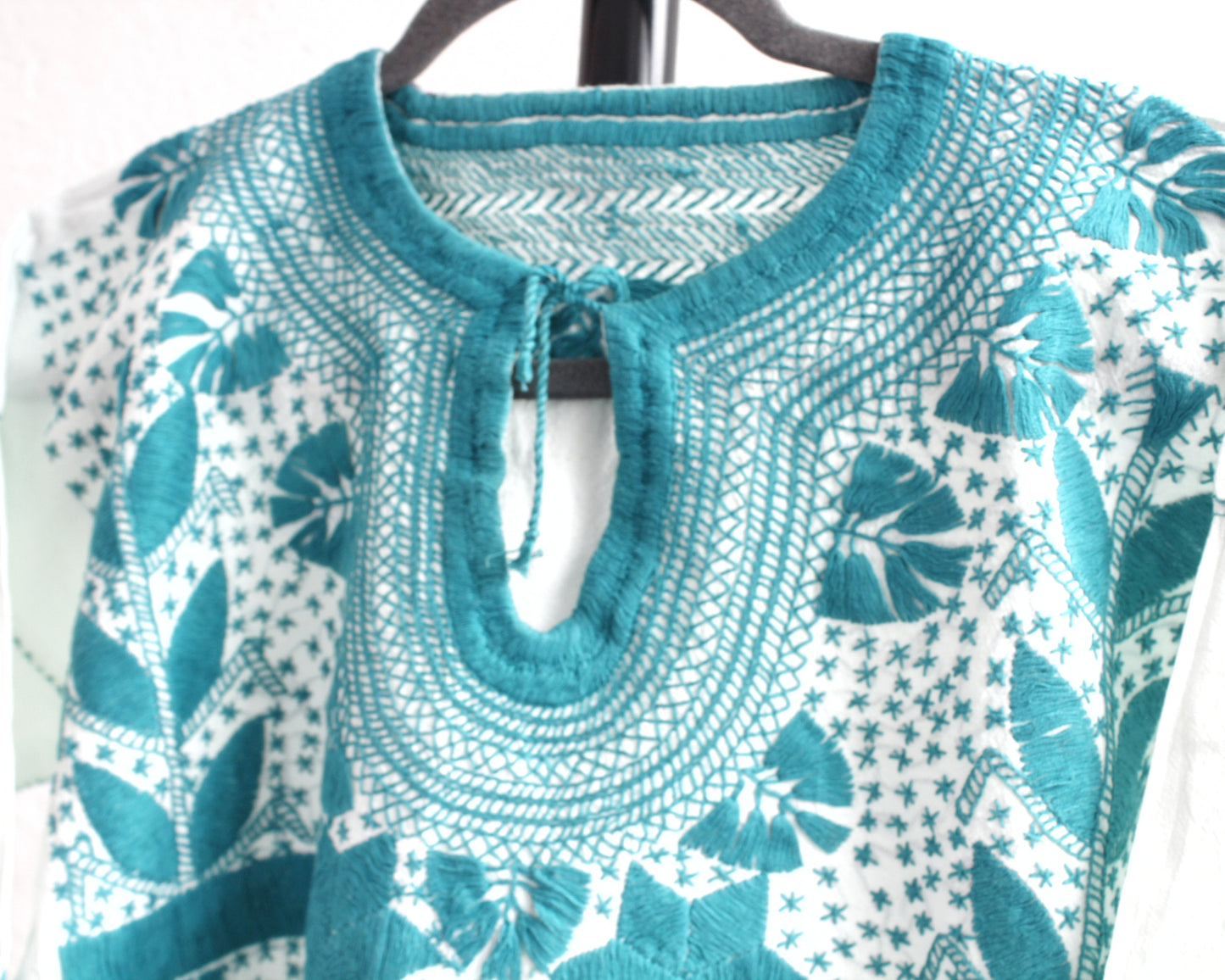 Blusa Milpa Manta Flores Turquesa CH - M