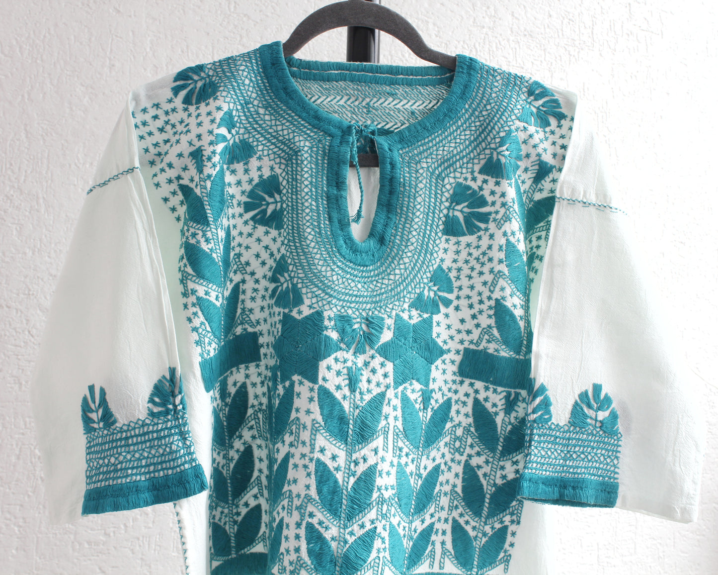 Blusa Milpa Manta Flores Turquesa CH - M