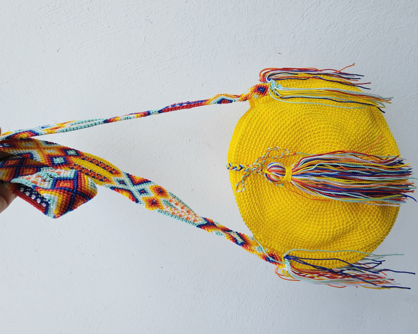 Bolso Redondo Amarillo Azul