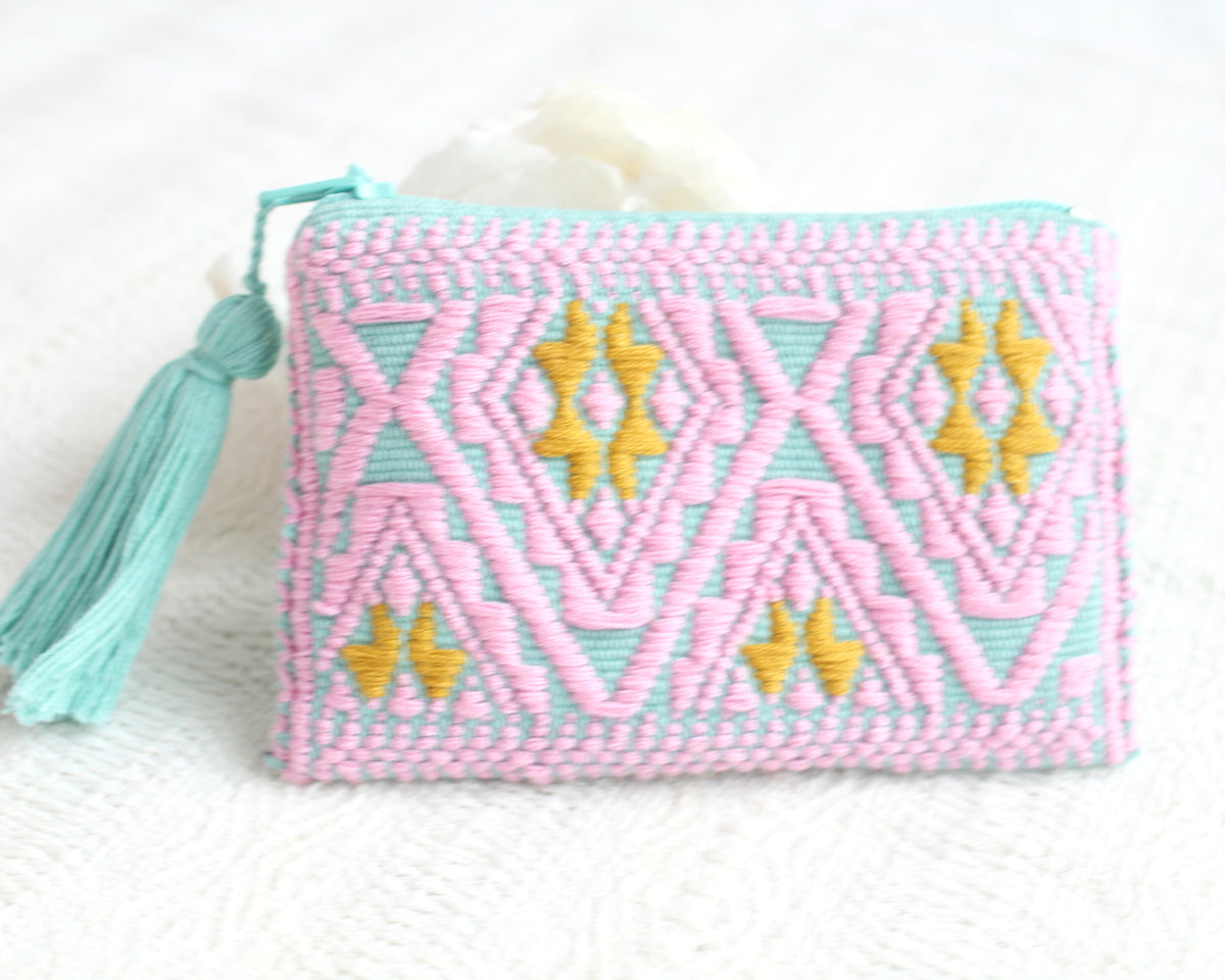 Mini Monedero Estrellitas Rosa Amarillo Aqua