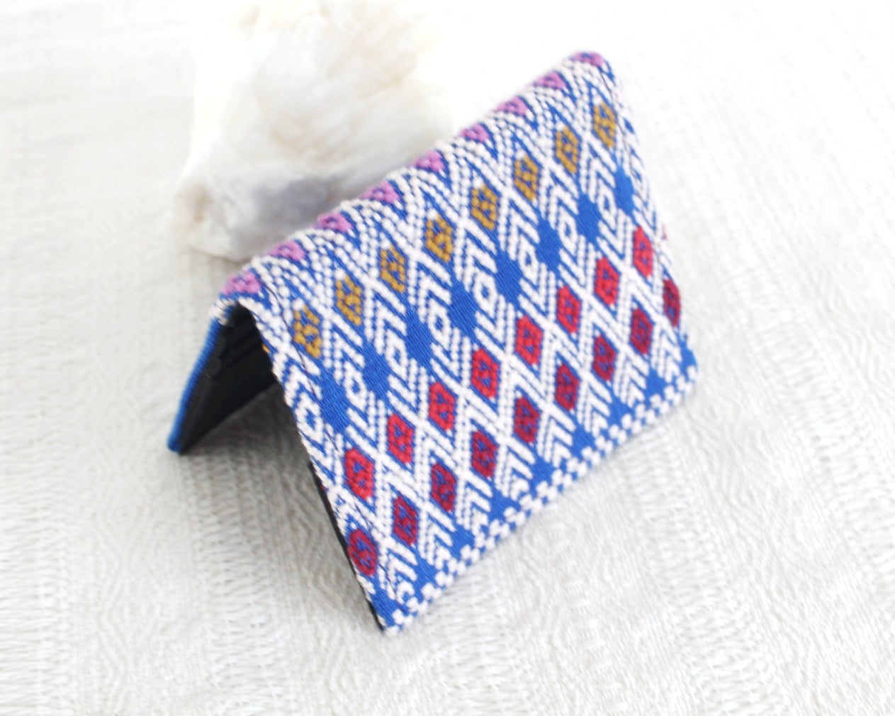 Tarjetero Flores Blanco Azul 💙