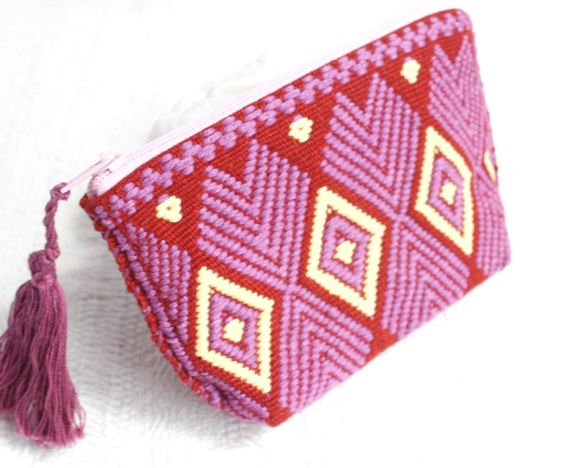 Monedero Flores Rosa Crema