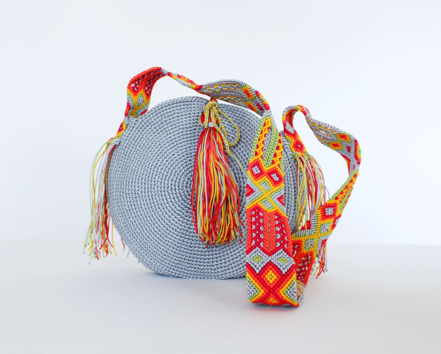 Bolso Redondo Gris Naranja