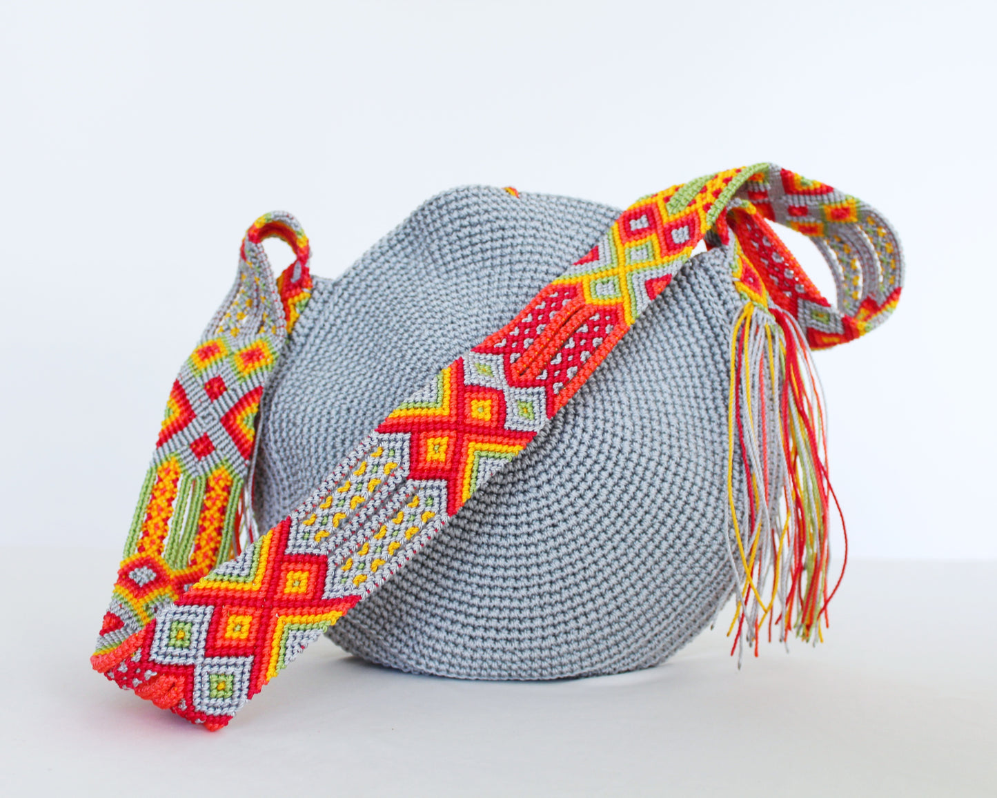 Bolso Redondo Gris Naranja