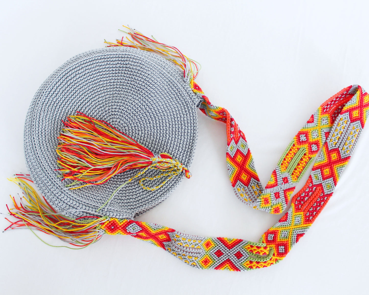 Bolso Redondo Gris Naranja