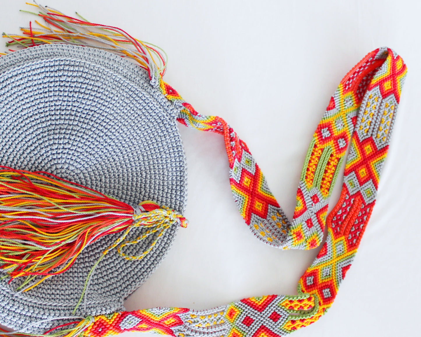 Bolso Redondo Gris Naranja