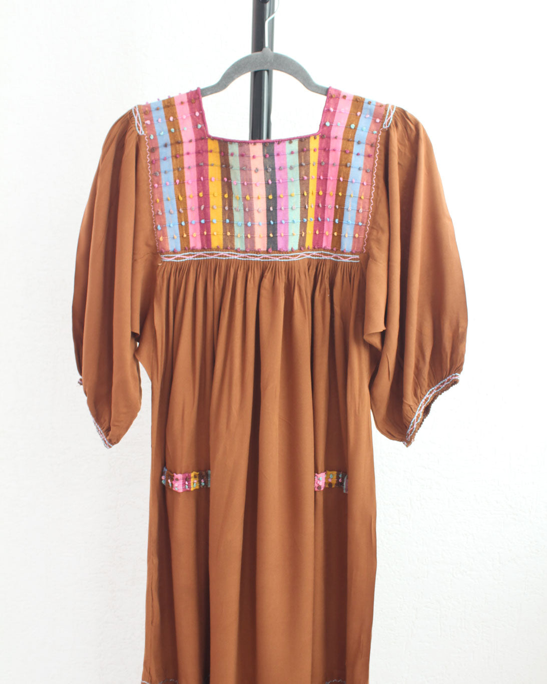 Vestido Nuditos 3/4 Manga Marrón