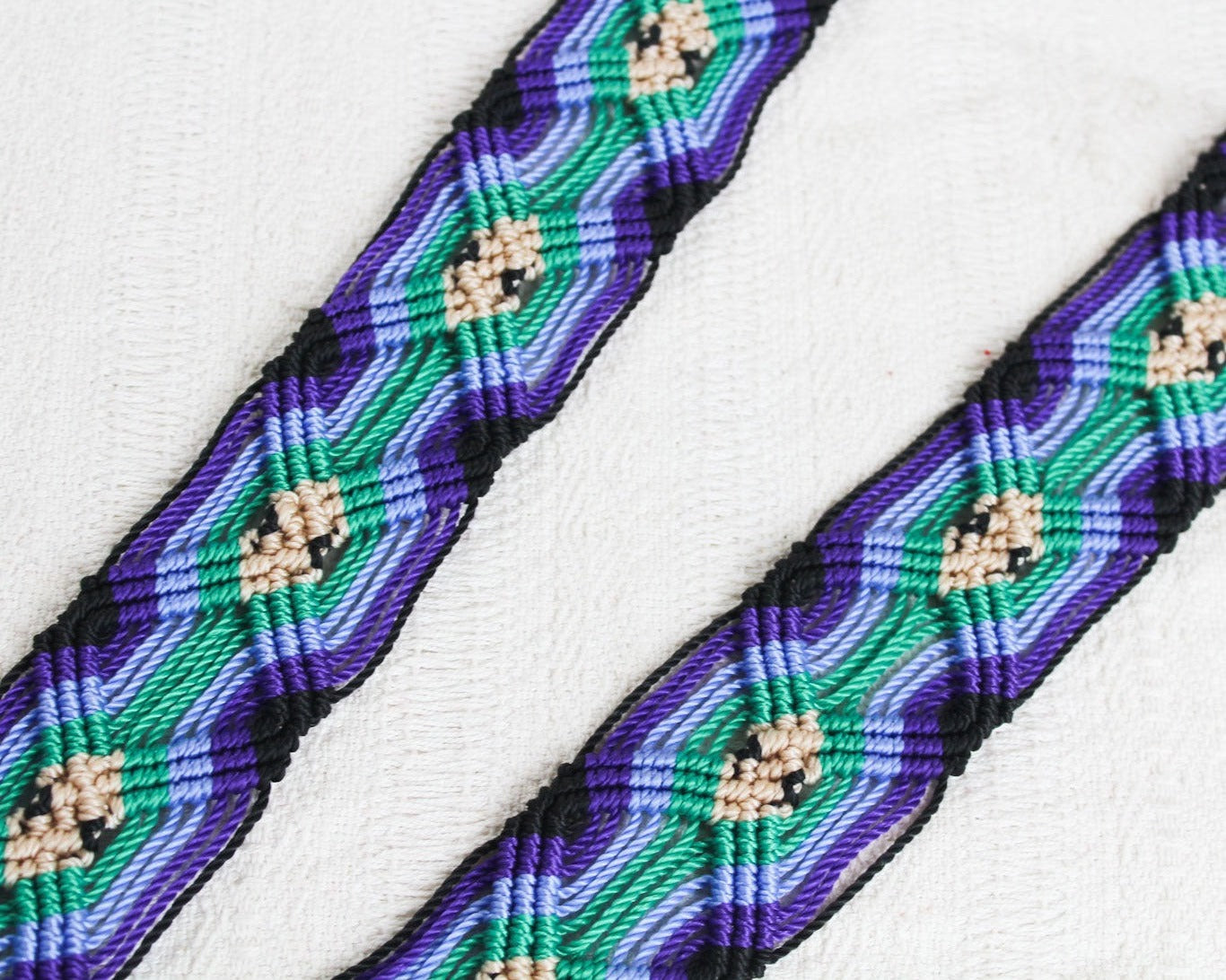 Cinta Tejida Delgada Morado Verde