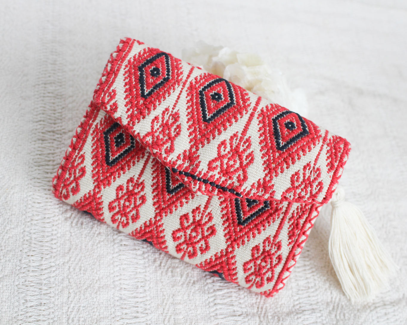 Cartera Estrellas con Coronas Coral Blanco