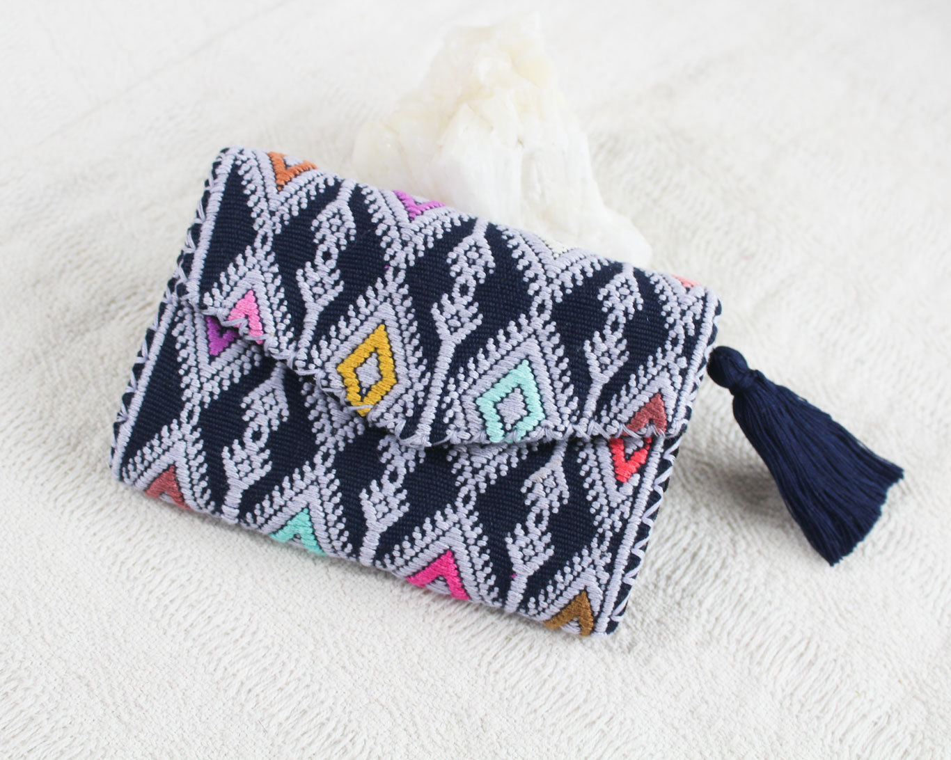 Cartera Estrellas con Coronas Azul Marino