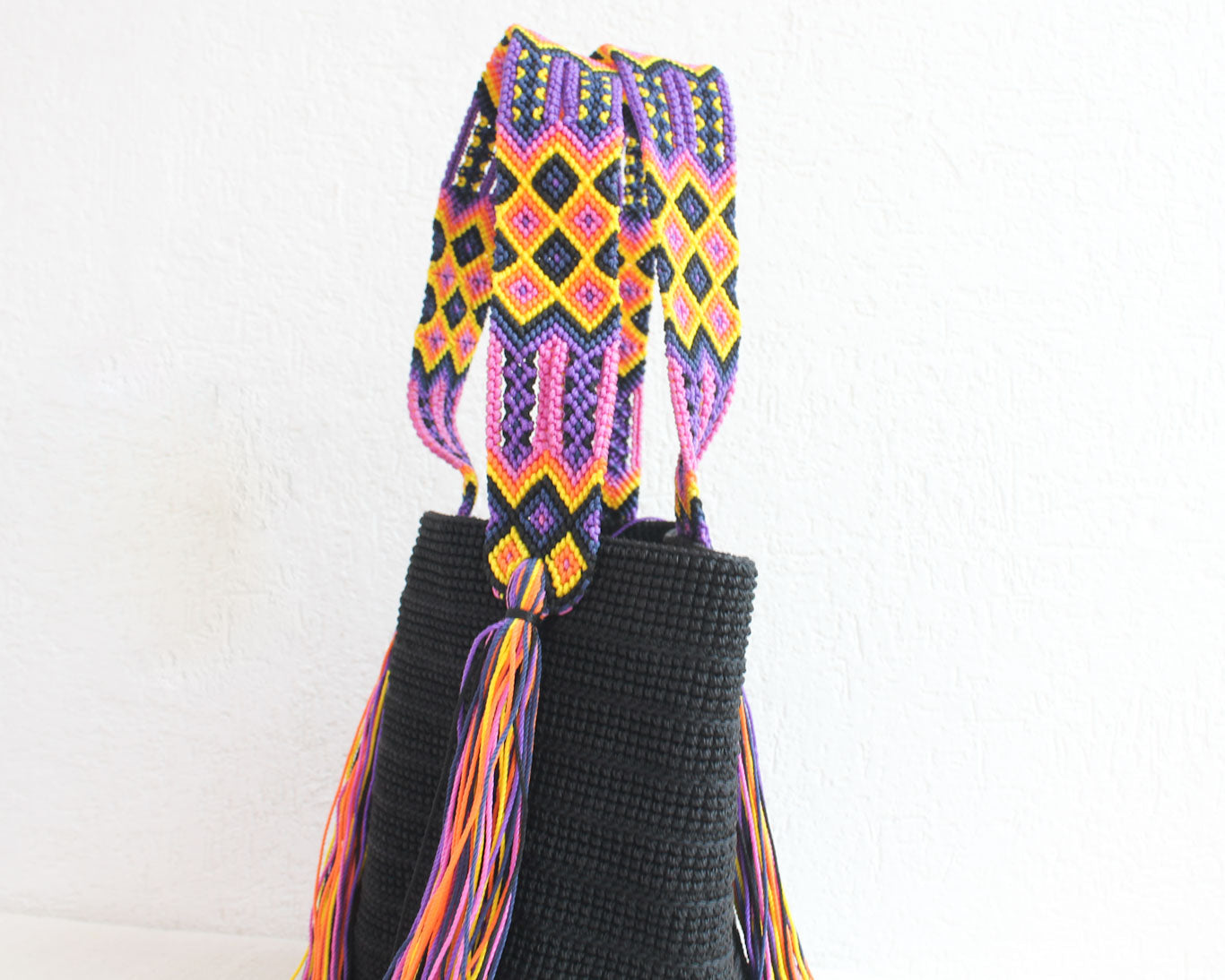 Bolso de mano Negro Morado Amarillo