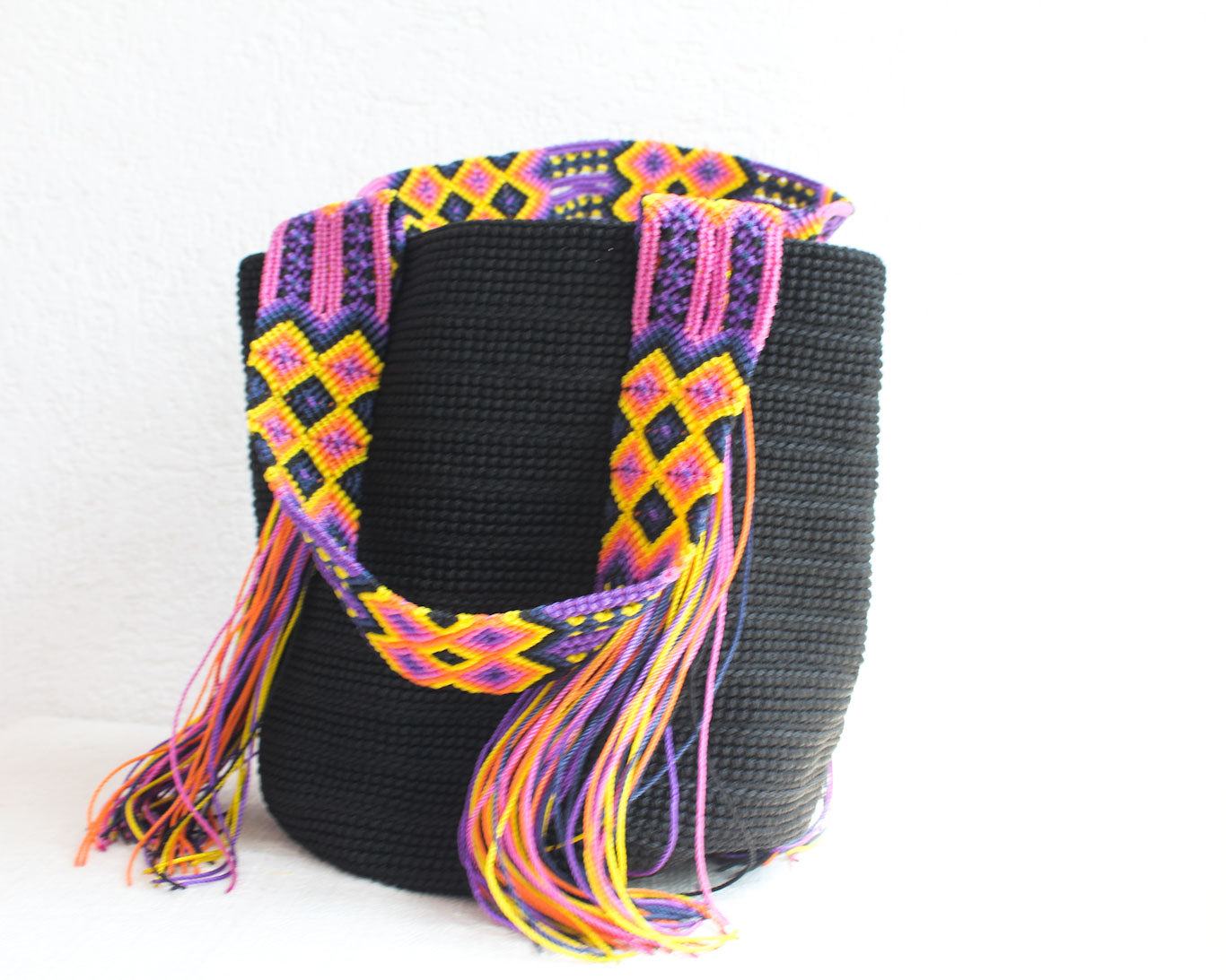 Bolso de mano Negro Morado Amarillo