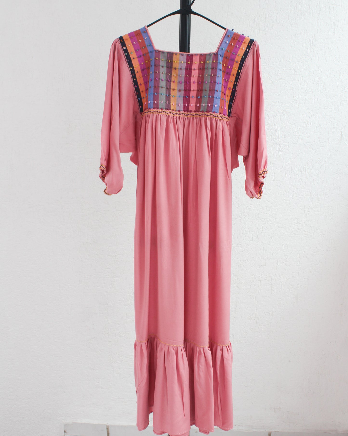 Vestido Nuditos 3/4 Manga Rosa