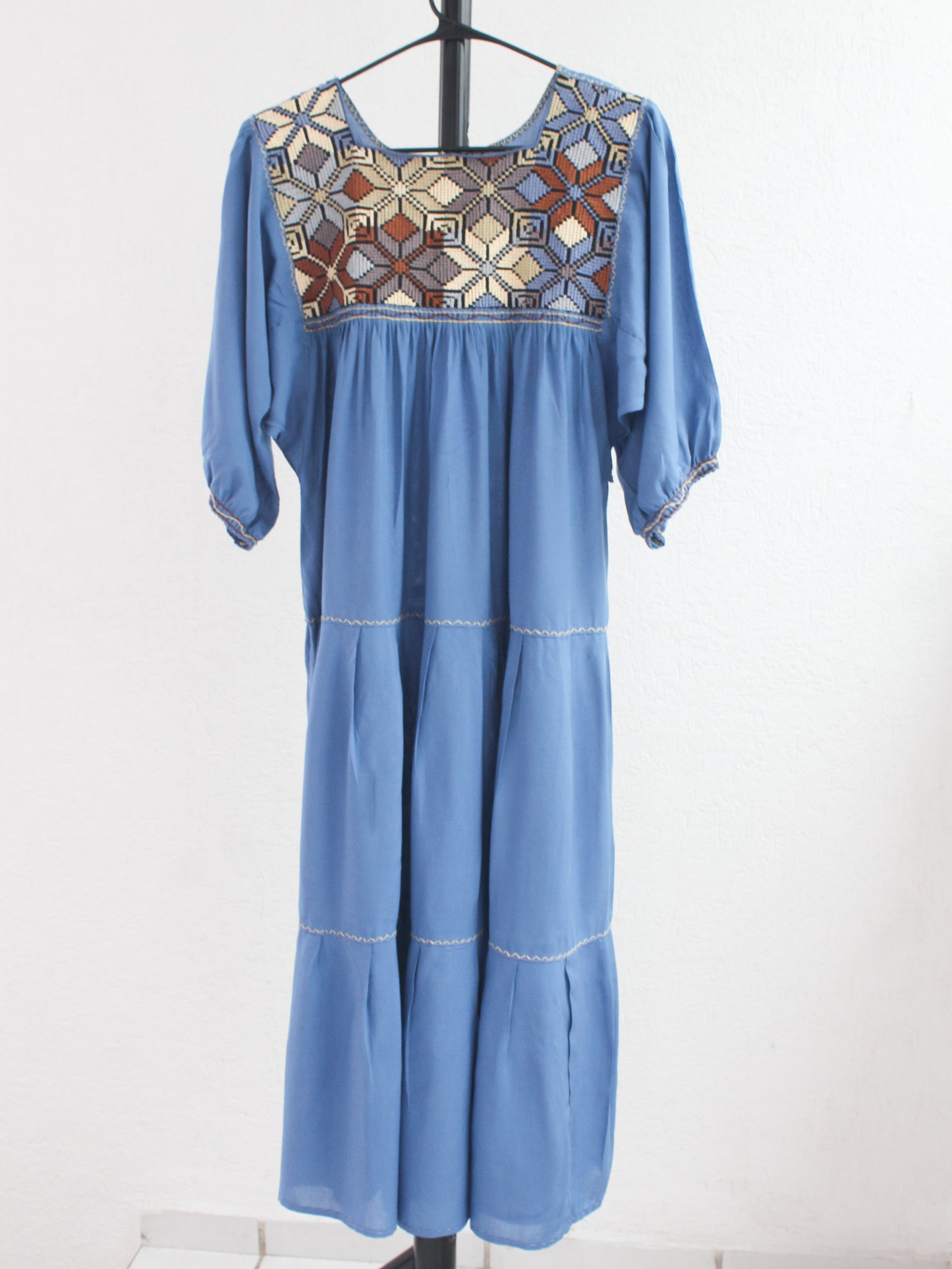 Vestido Julia Flores Azul L / XL Manga 3/4