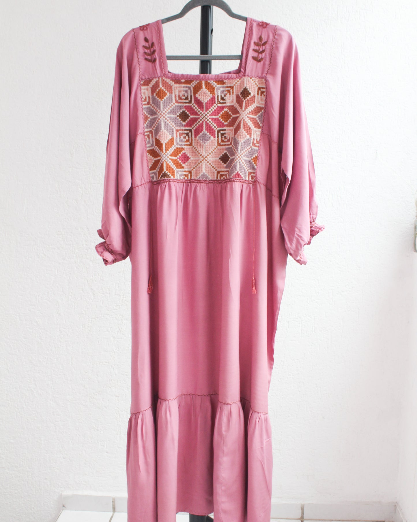 Vestido Julia Flores Manga 3/4 L / XL Rosa