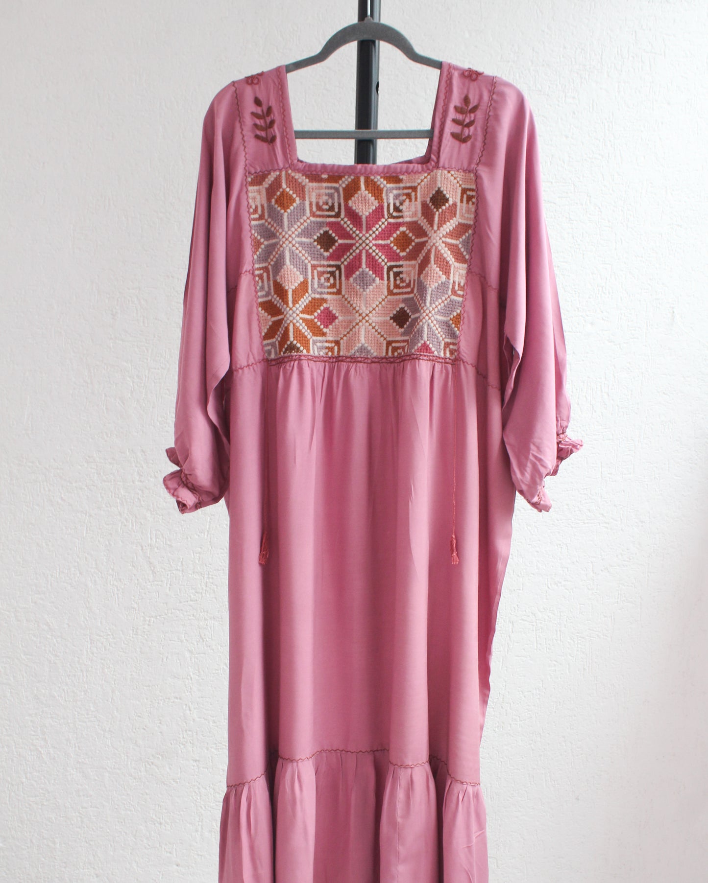Vestido Julia Flores Manga 3/4 L / XL Rosa