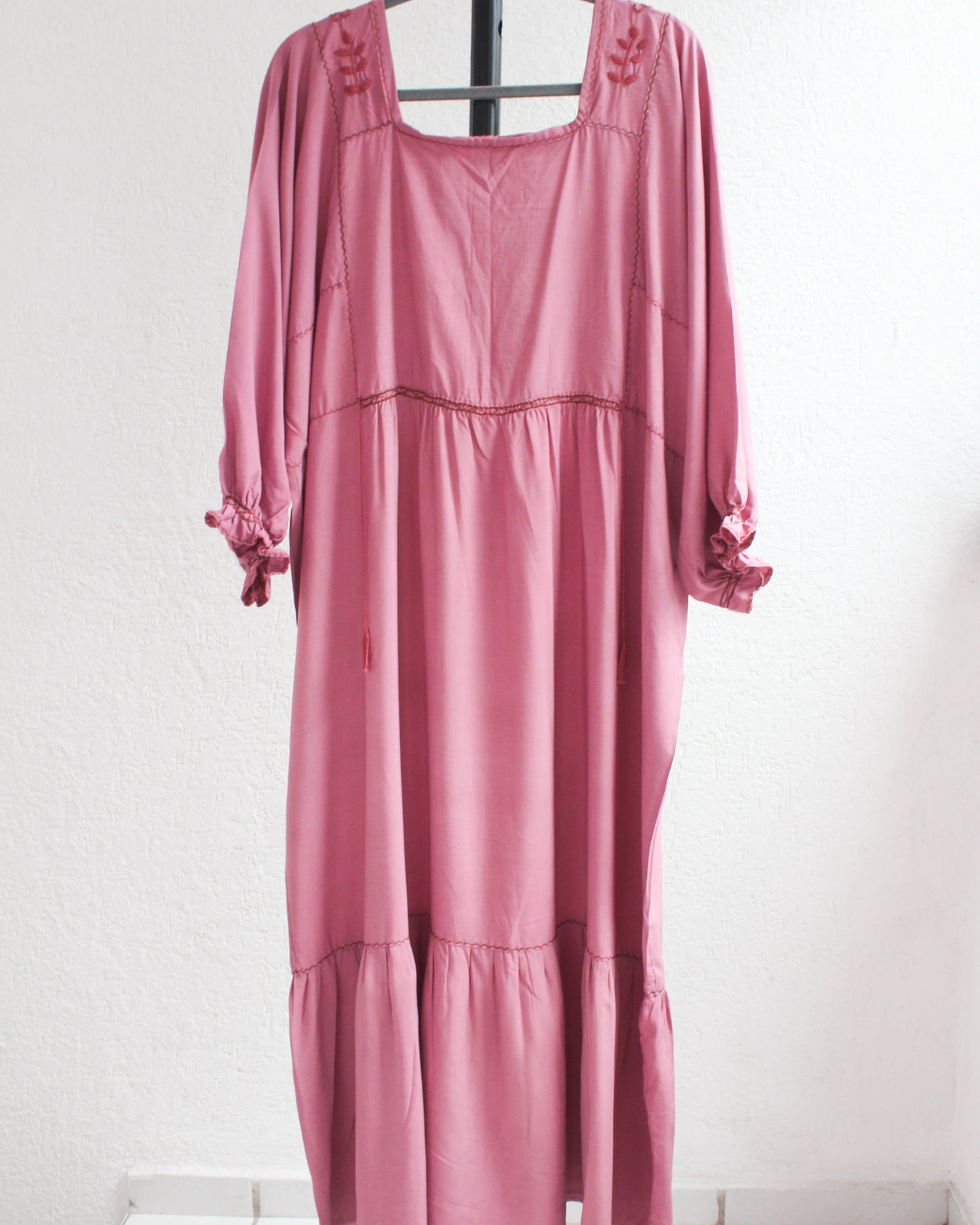 Vestido Julia Flores Manga 3/4 L / XL Rosa