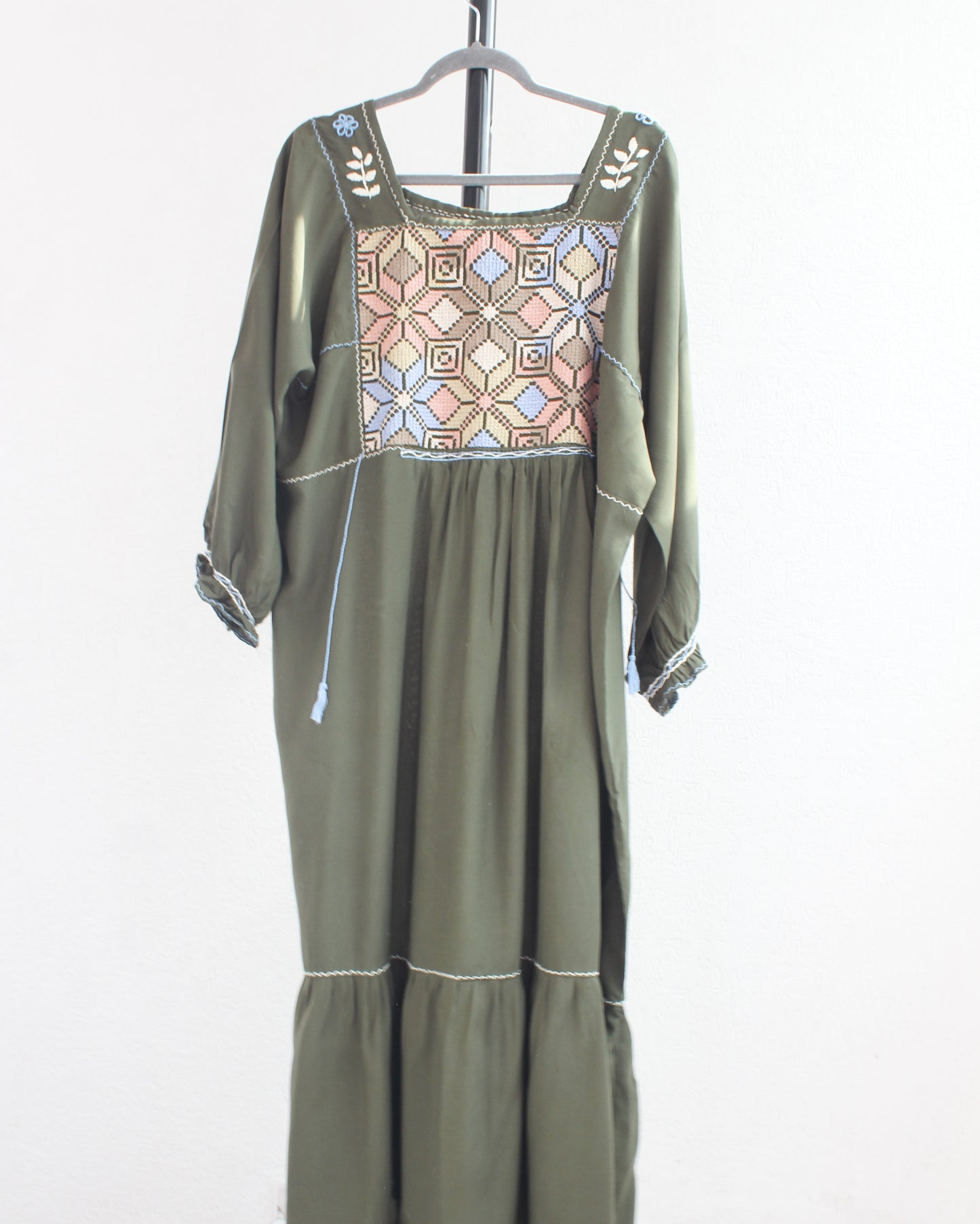 Vestido Julia Flores Manga 3/4 L / XL Verde