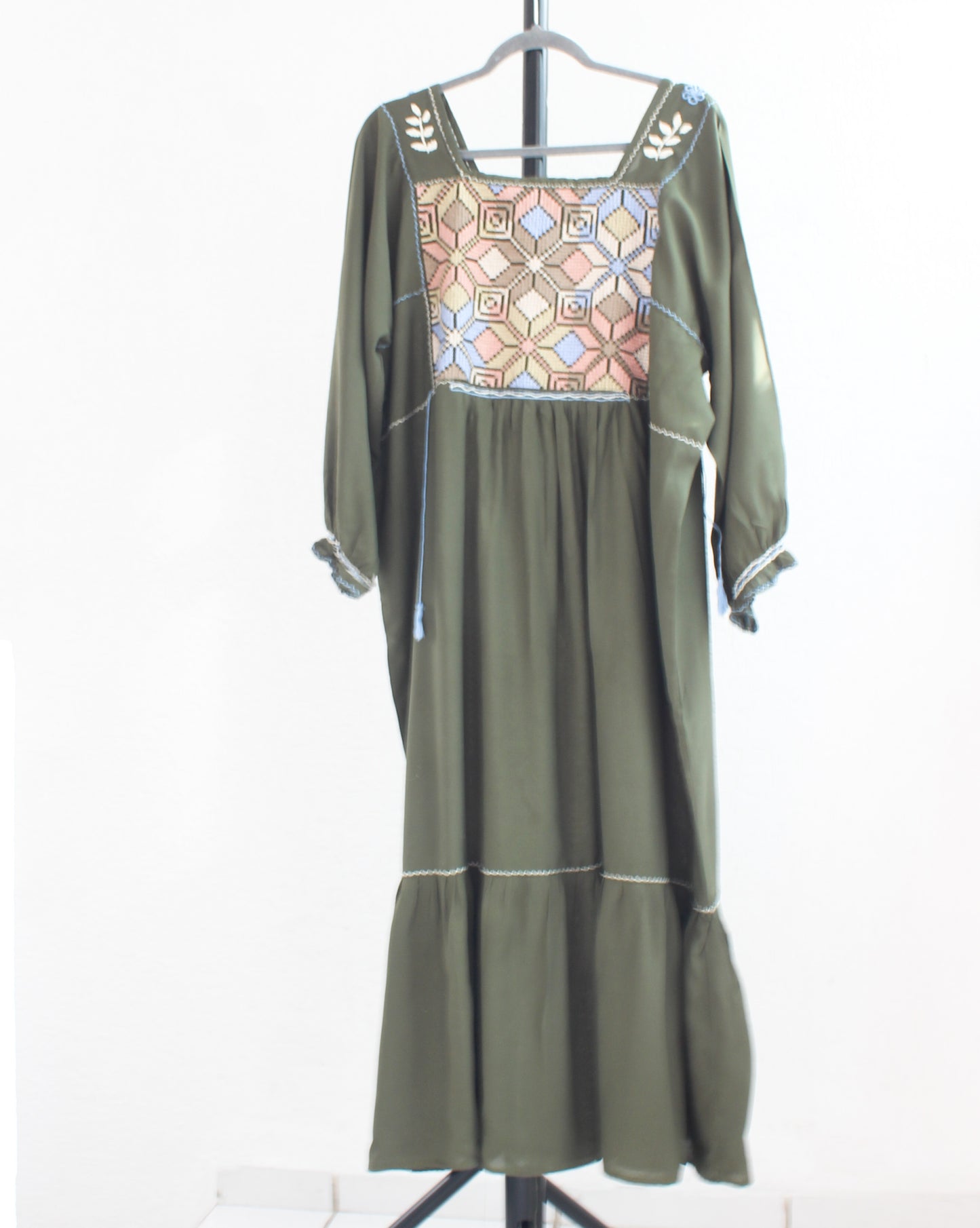 Vestido Julia Flores Manga 3/4 L / XL Verde