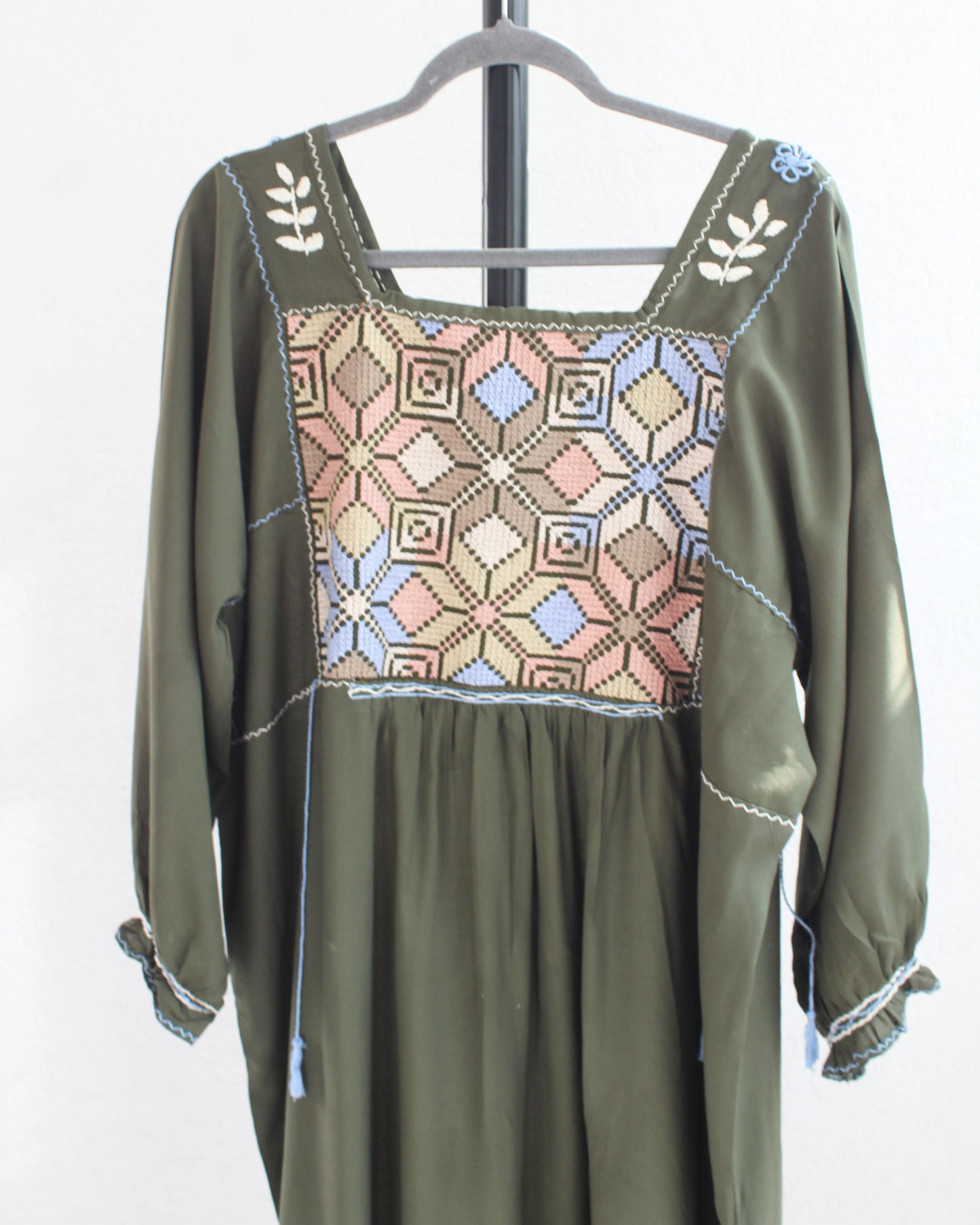 Vestido Julia Flores Manga 3/4 L / XL Verde