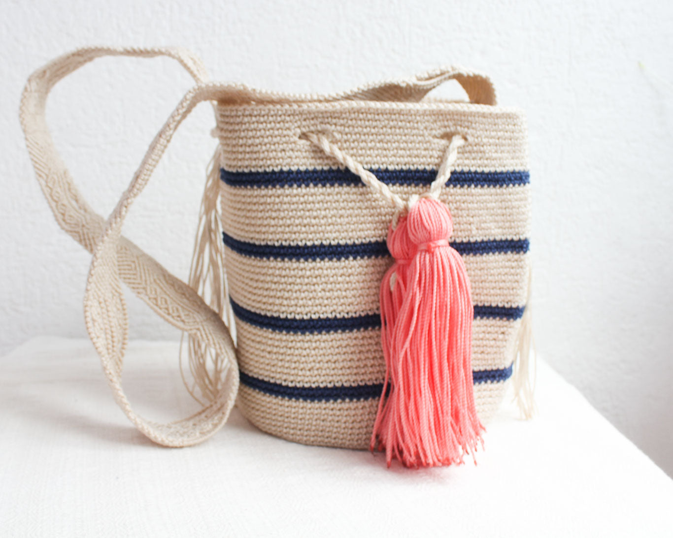 Bolso Marfil Azul Coral