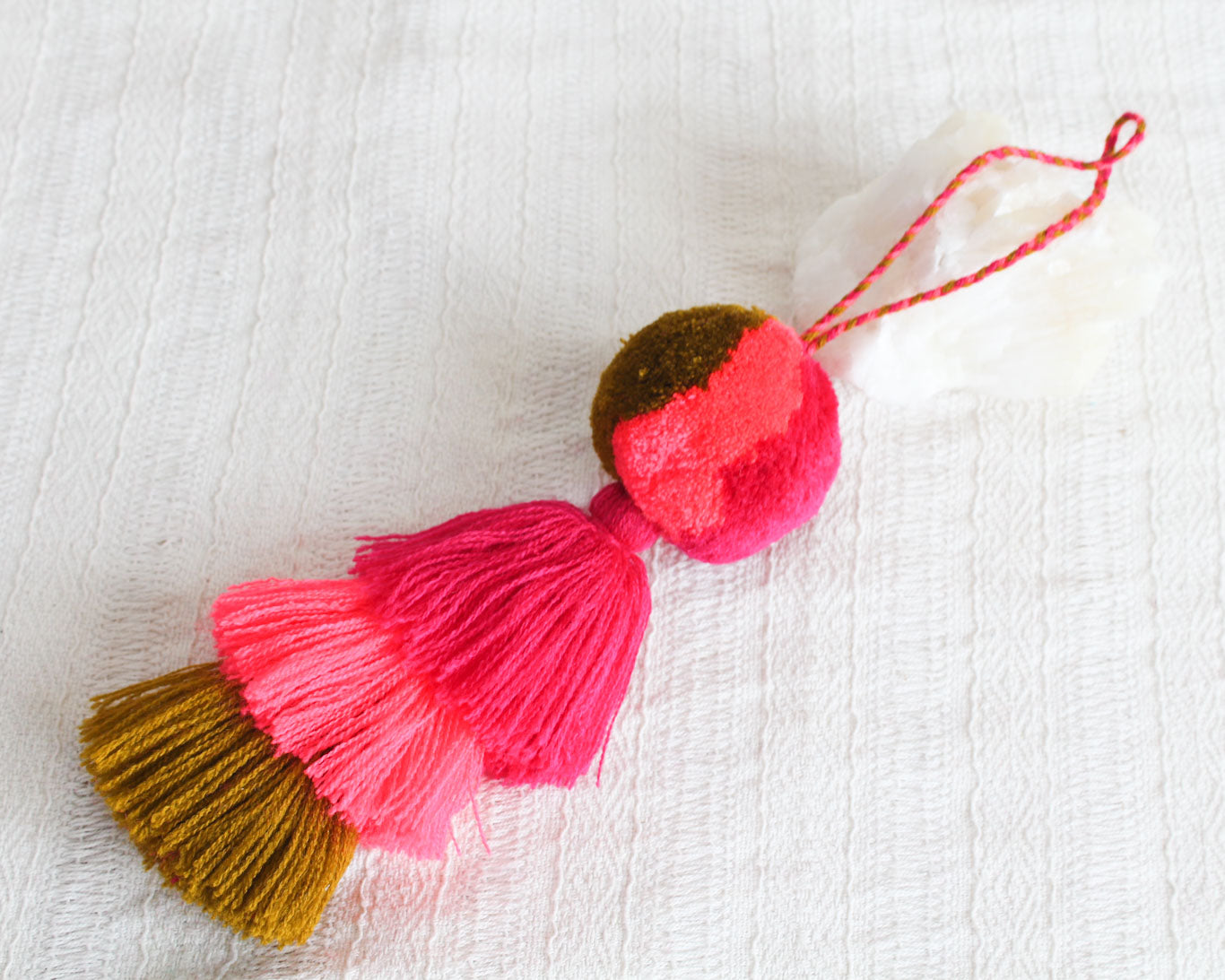 Pompón Grande Mostaza Coral Rosa