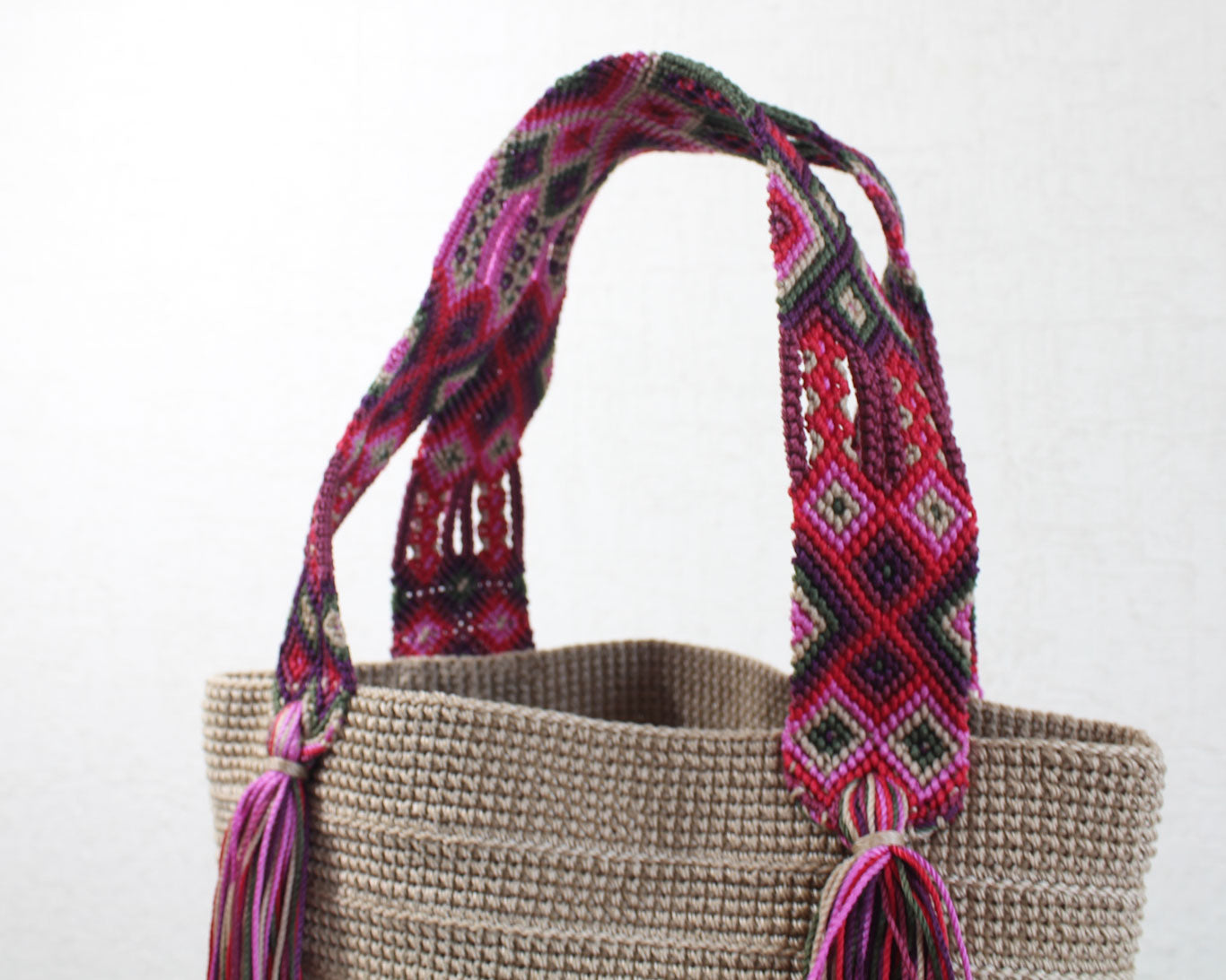 Bolso de mano Beige Rosa Morado
