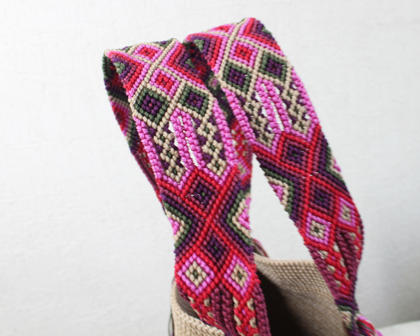 Bolso de mano Beige Rosa Morado