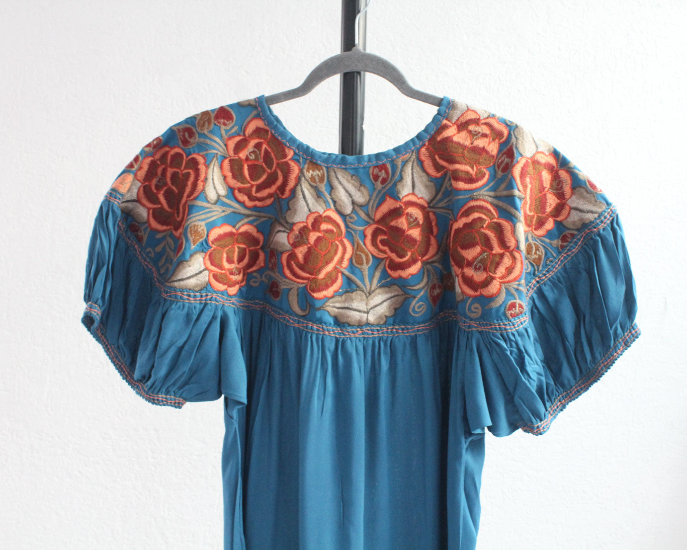 Blusa Abigail Flores Azul Petróleo Naranja XXL - XXXL