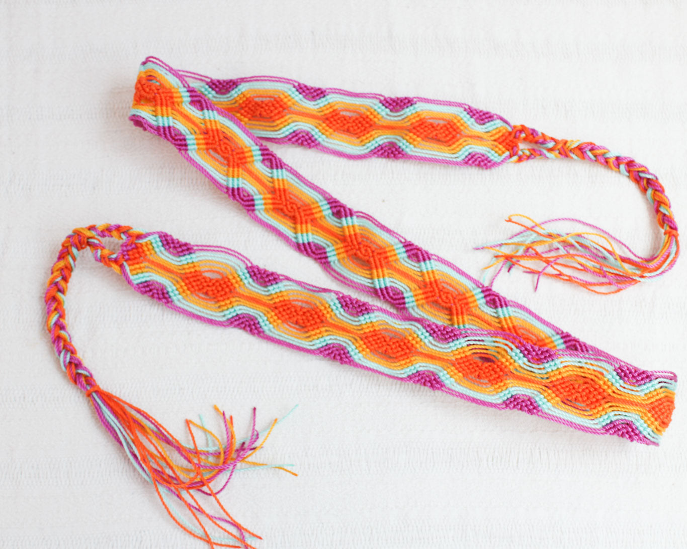 Cinta Tejida Delgada Rosa Turquesa Naranja