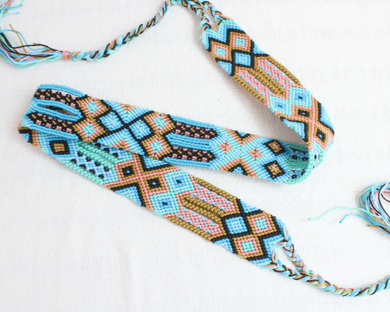 Cinta tejida Azul Rosa Negro