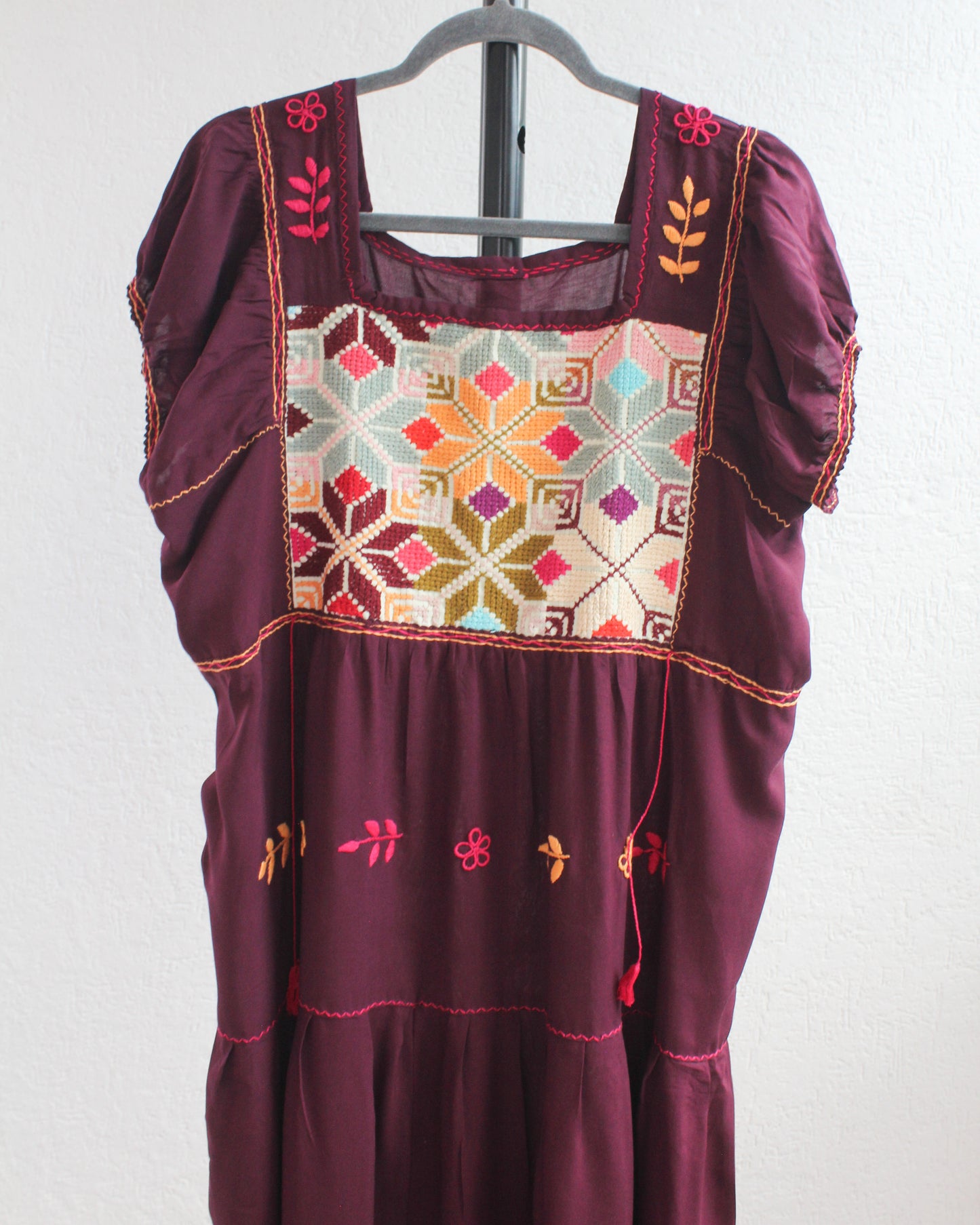 Vestido Julia Flores Vino L / XL