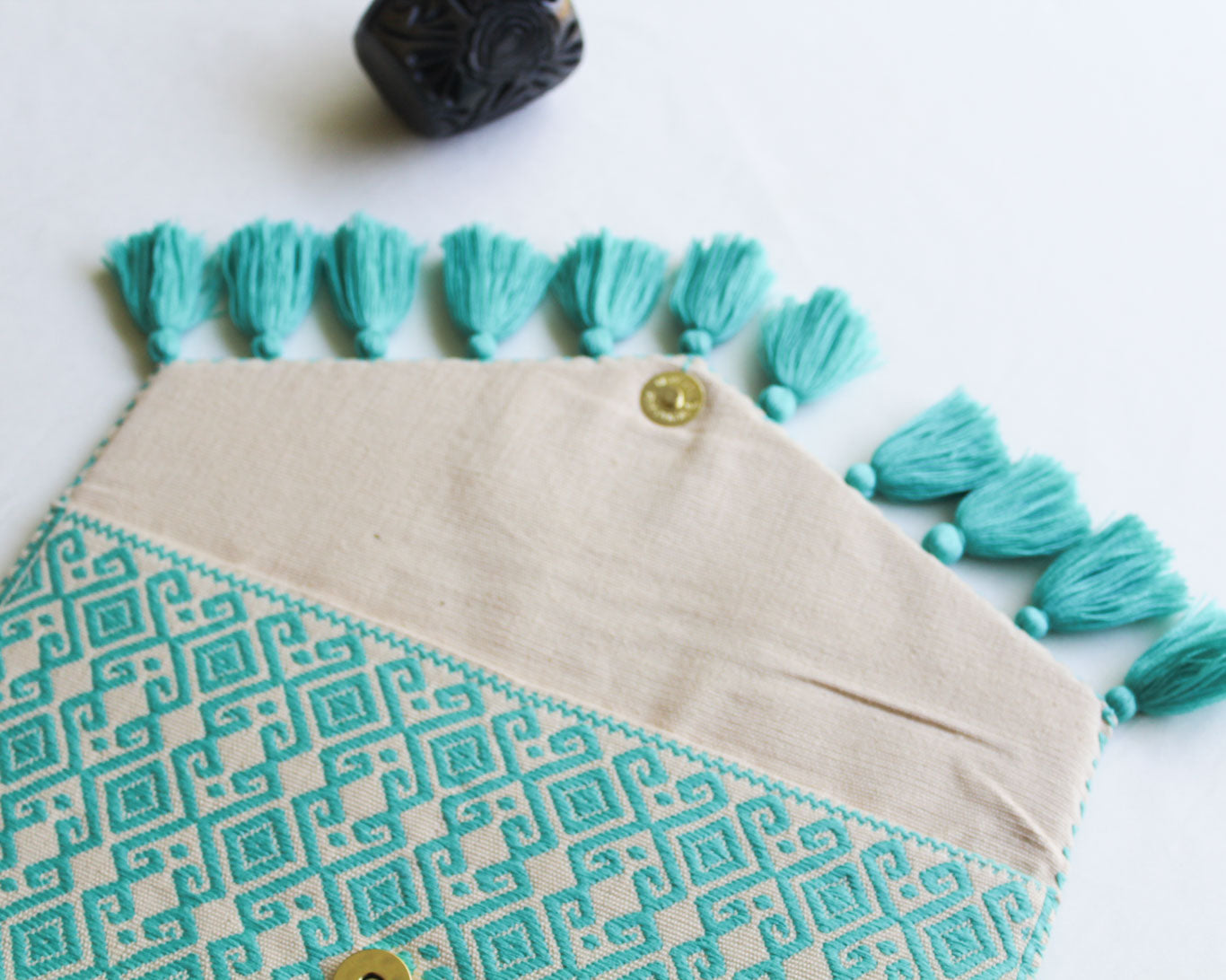Clutch Artesanal Rizado Turquesa