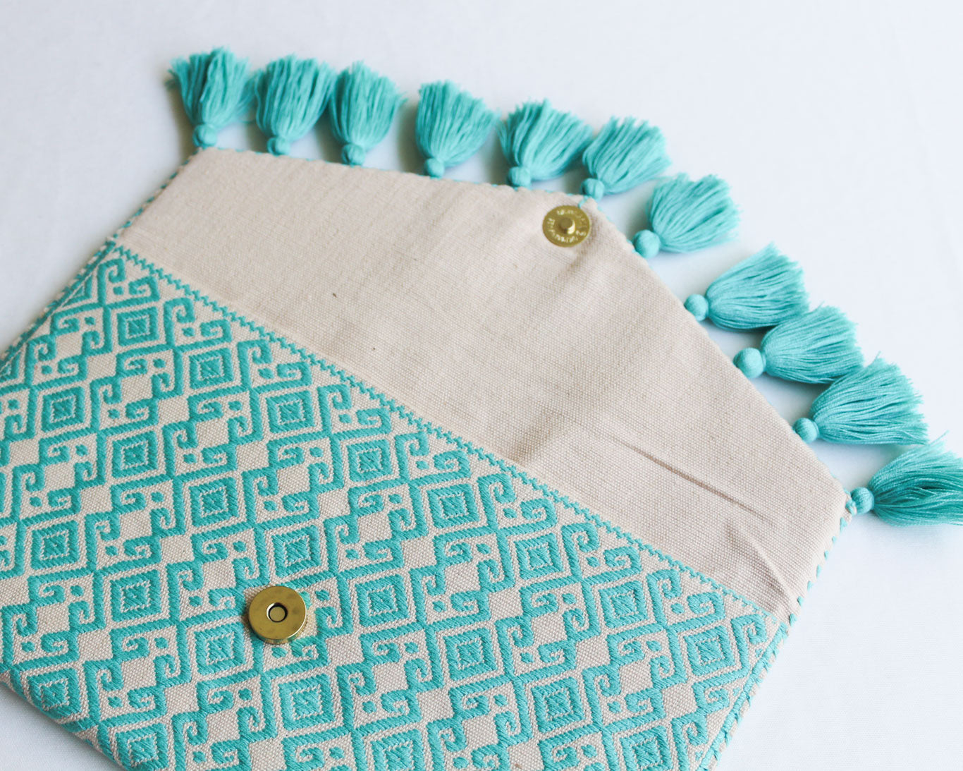 Clutch Artesanal Rizado Turquesa
