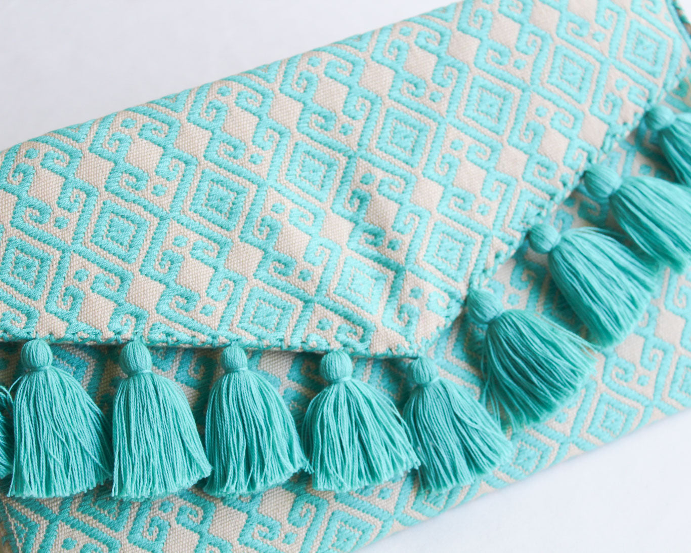 Clutch Artesanal Rizado Turquesa
