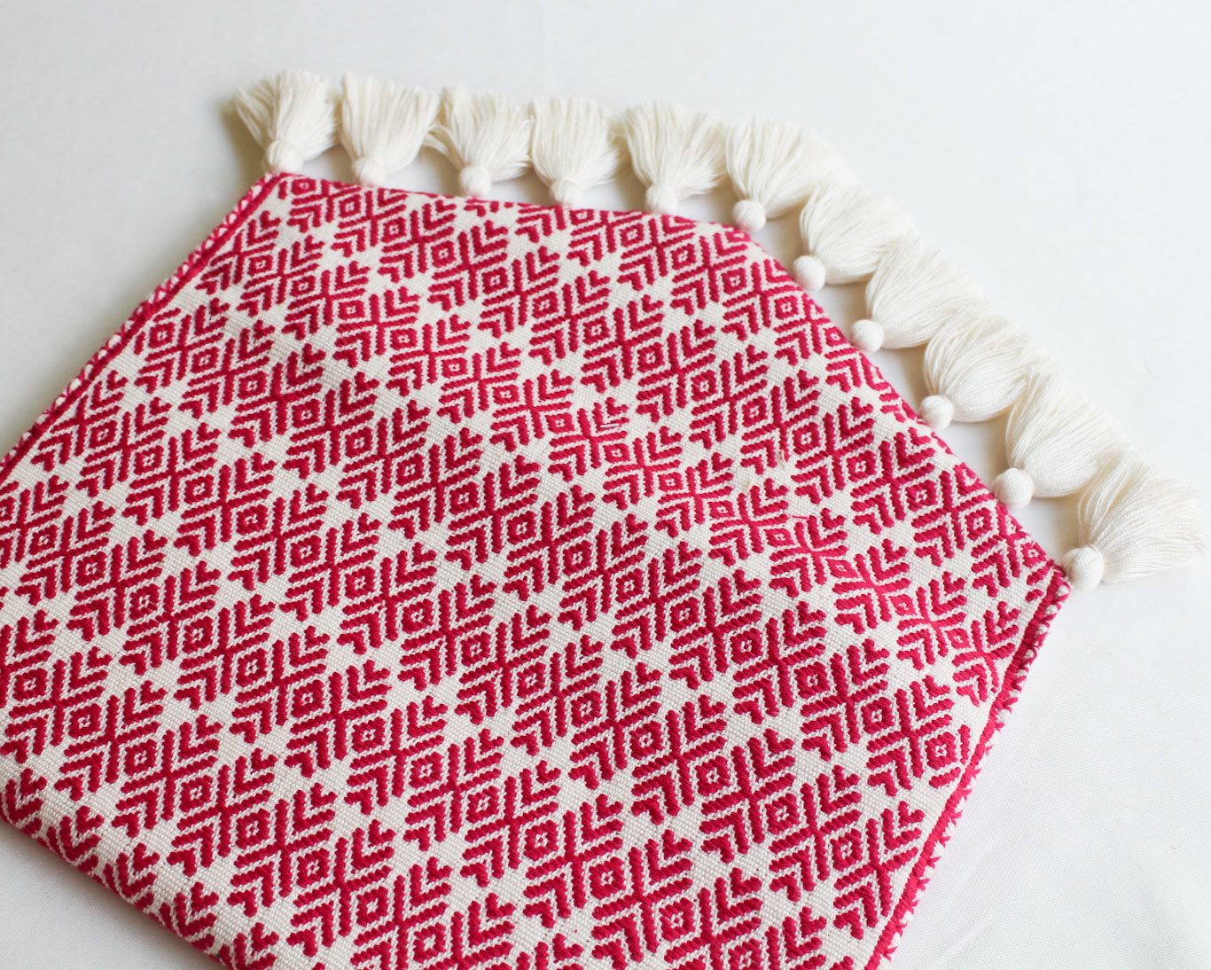 Clutch Artesanal Flores Rosa Mx Blanco