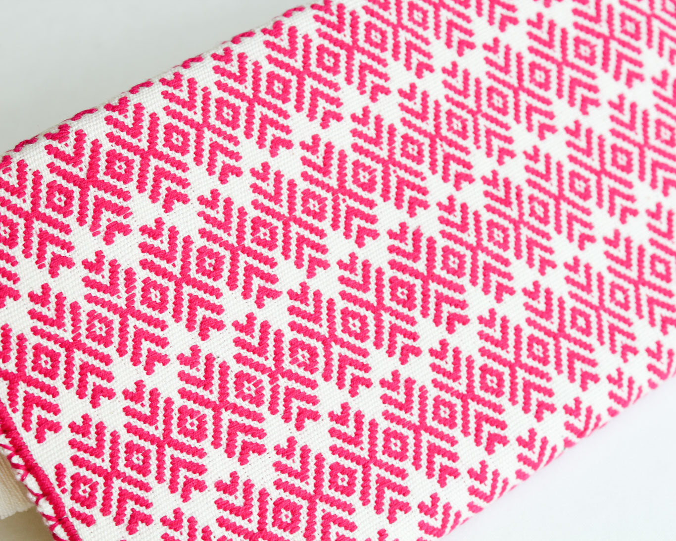 Clutch Artesanal Flores Rosa Mx Blanco