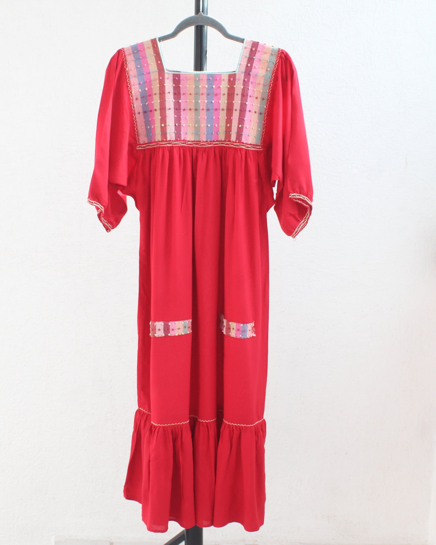 Vestido Nuditos 3/4 Manga Rojo