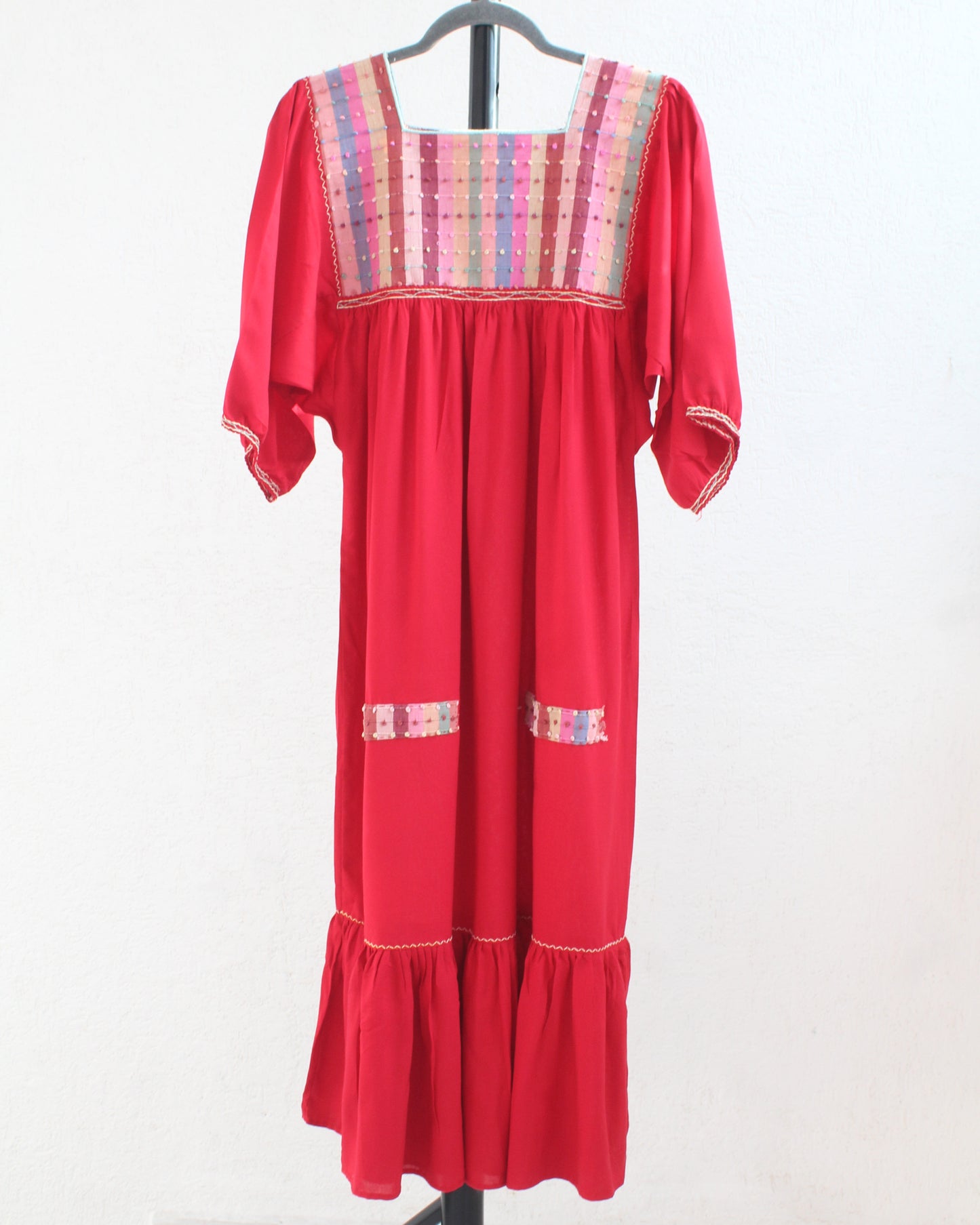 Vestido Nuditos 3/4 Manga Rojo