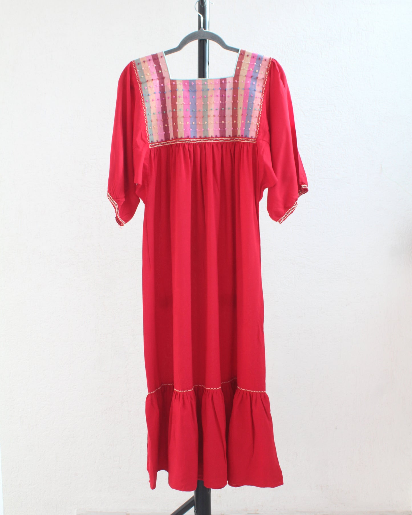 Vestido Nuditos 3/4 Manga Rojo