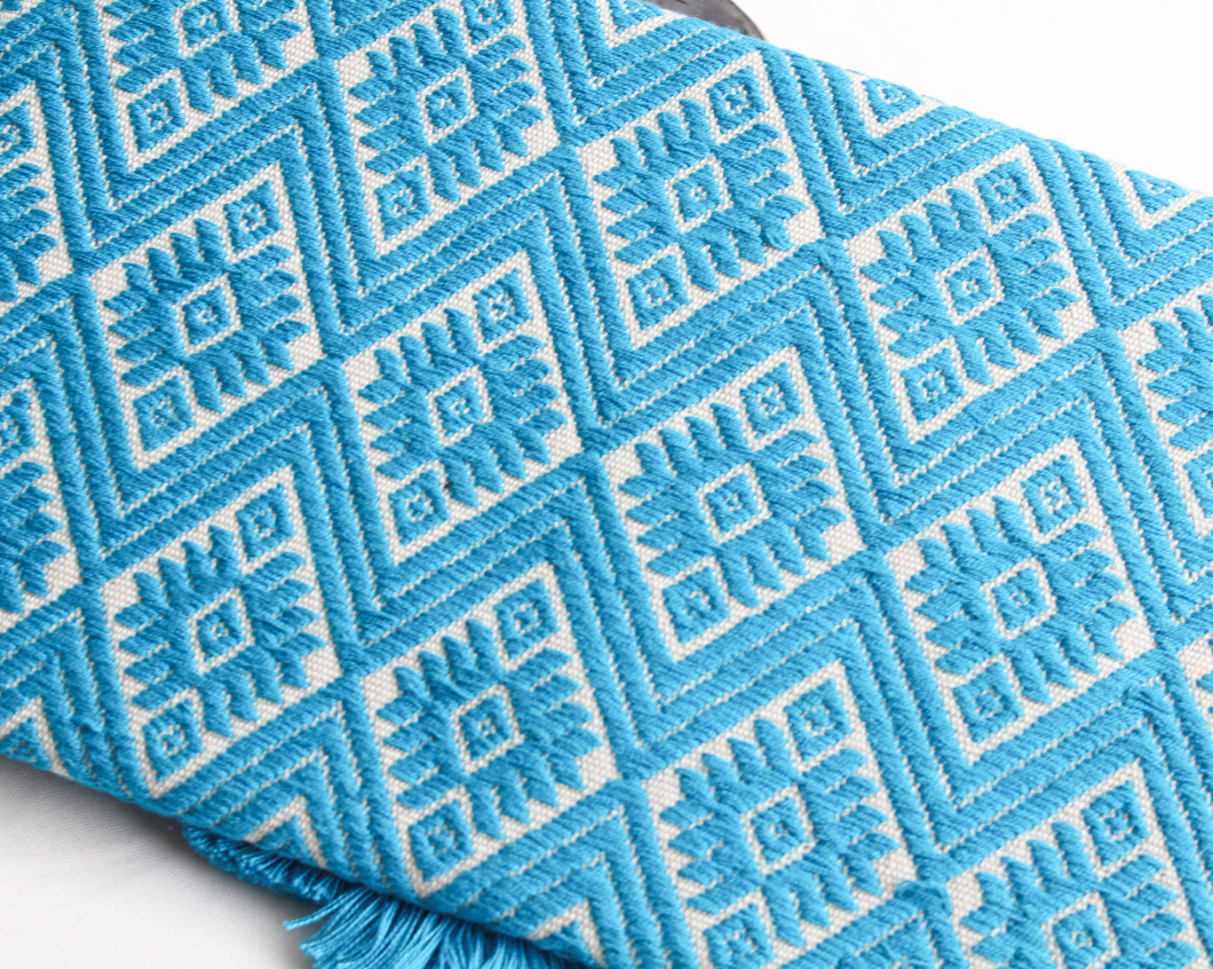 Clutch Artesanal Flores Azul Blanco