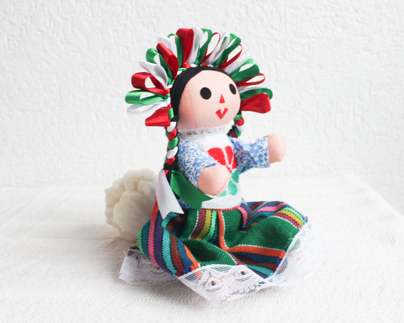 Muñeca Lelé Grande Verde Blanco Rojo