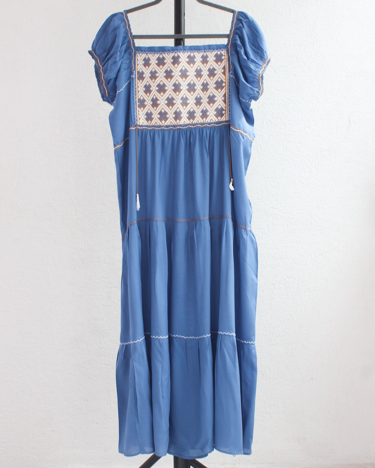 Vestido Gloria Azul Blanco Amarillo L - XL